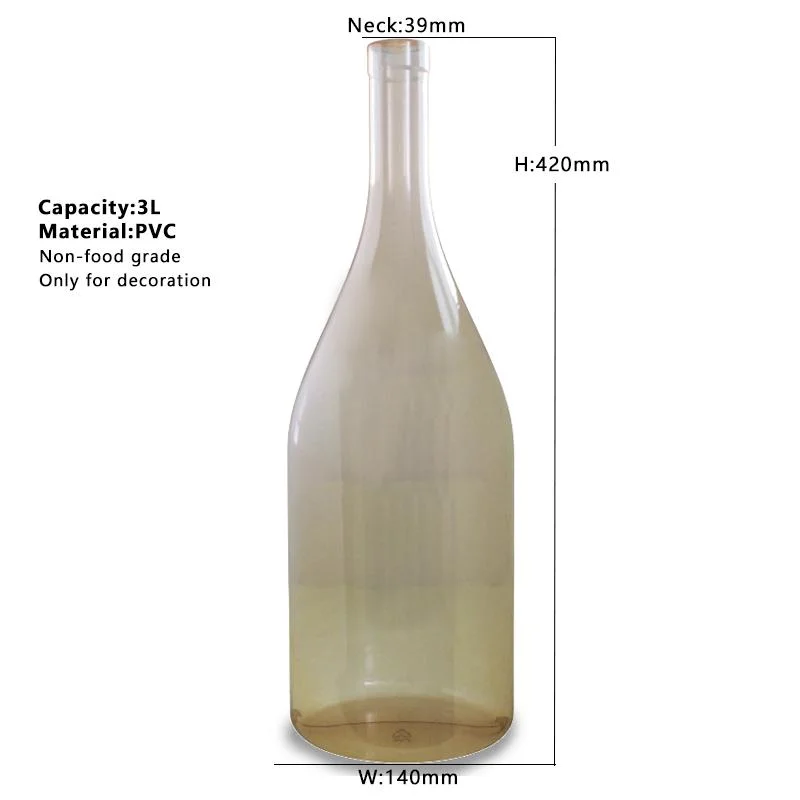 Large Size 3 Liter Plastic Decoration PVC Champagne Dummy Bottle Plastic Fack Wine Bottles for Display