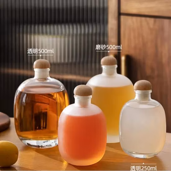 음료, 과일 주스, 아이스크림, 코르크 와인을 담을 수 있는 500ml 투명 유리병