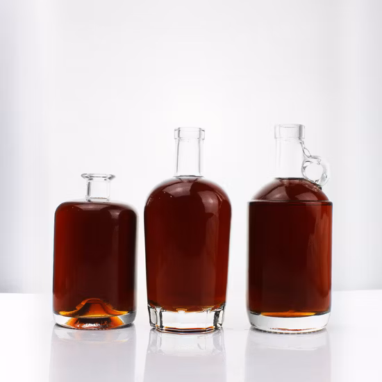 도매 200ml 375ml 500ml 700ml 750ml 1000ml 6.5oz 12.5oz 16.5oz 23oz 25oz 33oz 유리 와인 병 유리 보드카 병 유리 리큐어 병 유리 진 병