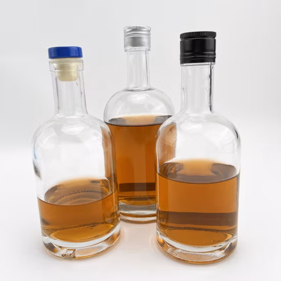 주문 로고 양각된 명확한 500ml 700ml 750ml 럼 데킬라 진 브랜디 럼 위스키 보드카 리큐어 영혼 유리병