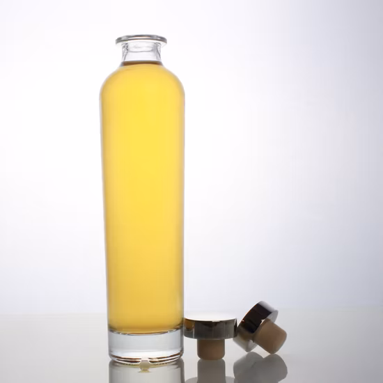 고품질 슈퍼 플린트 라운드 빈 750ml 보드카 위스키 진 브랜디 데킬라 럼 유리 병 유리 주류 병