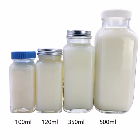 콜드 브루 콤부차 주스 500ml용 스크류 캡이 있는 250ml 350ml 링 넥 핫 소스 유리병