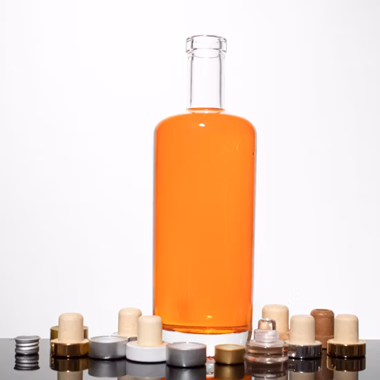 750ml 양각 장식 디자인의 맑은 아름다운 와인/리큐어/테킬라/보드카/위스키/브랜디 유리병